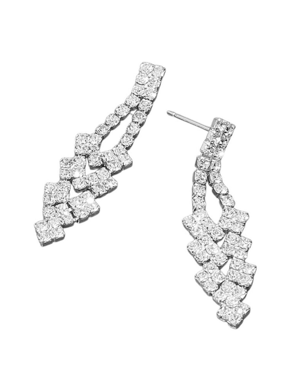 Clear Silver Prom Pageant Evening Bridal Formal Earrings